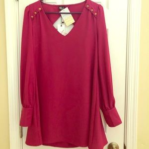 Very J Long Sleeve Magenta Dress